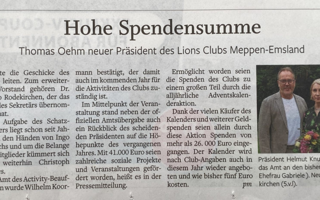 Auch die MT hat die hohe Spendensumme herausgestellt!